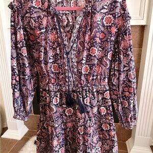 Chelsea & Violet Navy Floral Tie-Front Dress with Pink Accents